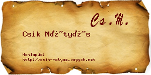 Csik Mátyás névjegykártya