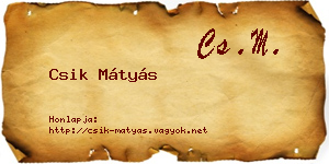 Csik Mátyás névjegykártya